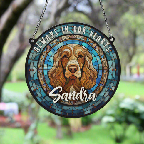 Cocker (Working) Chocolate Memorial Stained Glass Effect Suncatcher
